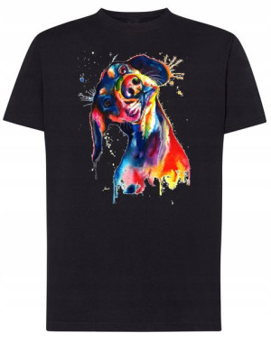 T-Shirt koszulka kolorowy nadruk Jamnik r.M