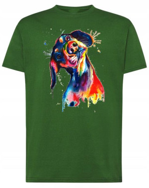 T-Shirt koszulka kolorowy nadruk Jamnik r.M