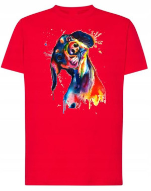 T-Shirt koszulka kolorowy nadruk Jamnik r.XL