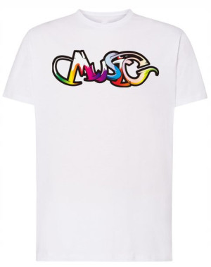 T-Shirt koszulka kolorowy nadruk MUSIC r.S