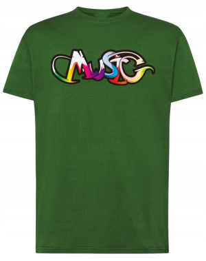 T-Shirt koszulka kolorowy nadruk MUSIC r.XL