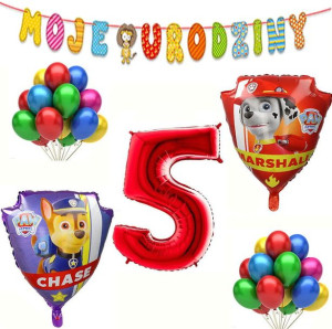 Balony Zestaw Na Piąte Urodziny 5 Latek Psi Patrol Odzanaka