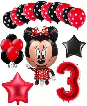 Balony Zestaw Na Trzecie 3 Urodziny Myszka Minnie