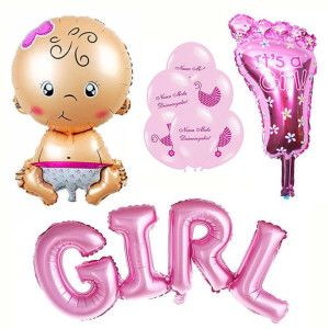 Zestaw Balony Baby Shower Girl Narodziny Róż