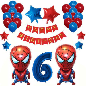 Zestaw Balony Na 6 Szóste Urodziny Spiderman