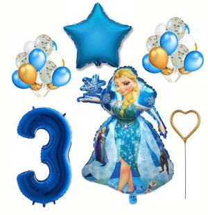 Zestaw Balony Na Trzecie 3 Urodziny Frozen Kraina Lodu