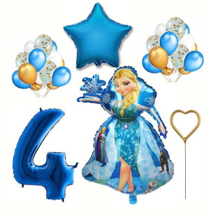 Zestaw Balony Na Czwarte 4 Urodziny Frozen Kraina Lodu