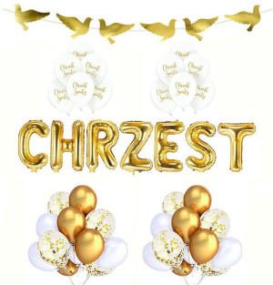 Zestaw Balony Dekoracja Na Chrzest Chrzciny