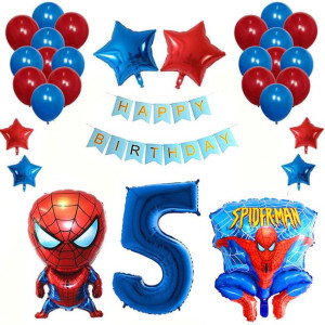 Zestaw Balony Na Piąte 5 Urodziny Spiderman Niebieski