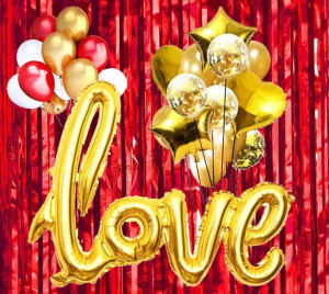 Balony Love Serce Czerwone Zestaw Kurtyna 31szt