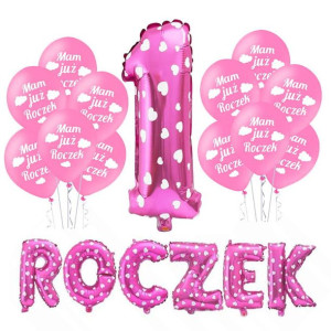 Roczek Dziewczynki Zestaw Balonów 1 Urodziny