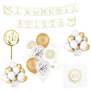 Balony Pierwsza Komunia Święta Zestaw 41szt