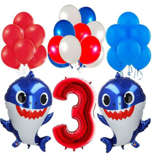Baby Shark Zestaw Balony Na 3 Urodziny