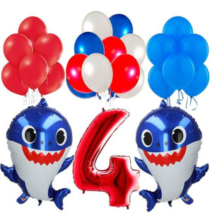 Baby Shark Zestaw Balony Na 4 Urodziny
