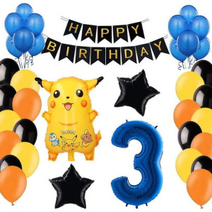 Balony Zestaw Na 3 Urodziny Dekoracje Pokemon