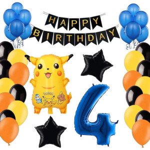 Balony Zestaw Na 4 Urodziny Dekoracje Pokemon