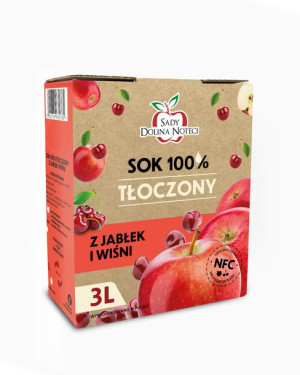 Sok tłoczony Jabłko Wiśnia 3l KARTON sok wyciskany z jabłka i wiśni
