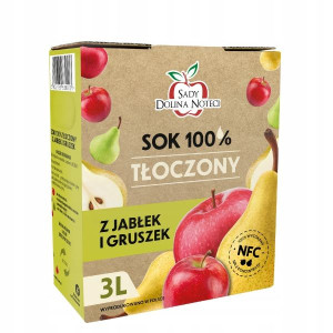 Sok tłoczony jabłko gruszka 3l KARTON wyciskany z jabłka i gruszki