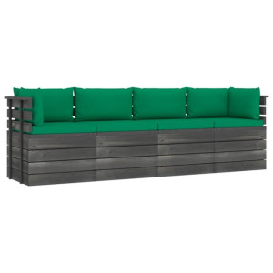 Ogrodowa sofa 4-osobowa z palet, z poduszkami, drewno sosnowe