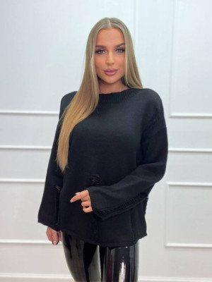 Sweter z efektownymi dziurami Jenny Czarny Uniwersalny