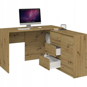 Narożne Biurko Plus Komoda 2d3s Dąb Artisan Top