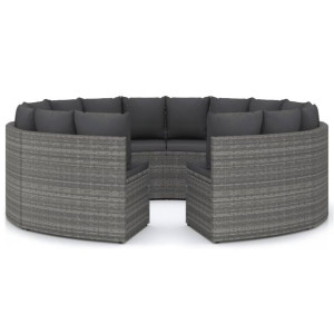 8-częściowa sofa do ogrodu, z poduszkami, polirattan, szara