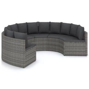 6-częściowa sofa do ogrodu, z poduszkami, polirattan, szara