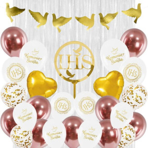 Balony Pierwsza Komunia Święta Kurtyna Girlanda