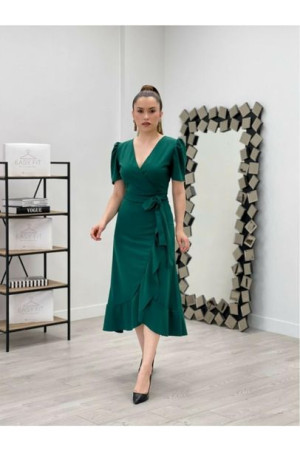 Elegancka damska sukienka midi z paskiem M