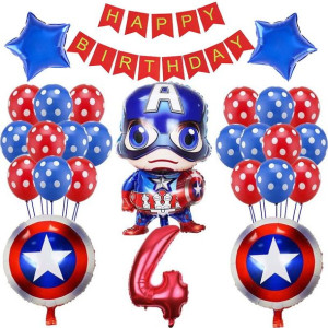 Zestaw Balonów Na 4 Urodziny Avengers 27szt