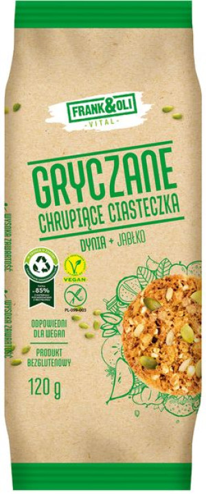 Ciastka gryczane ciasteczka dynia + jabłko 120 g Frank&Oli Vital