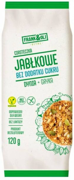 Ciastka jabłkowe Bez Cukru ciasteczka dynia + gryka 120 g Frank&Oli Vital