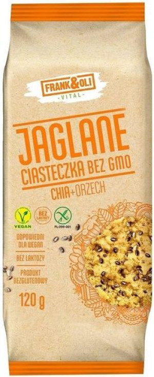 Ciastka jaglane ciasteczka Bez Gmo chia + orzech 120 g Frank&Oli Vital