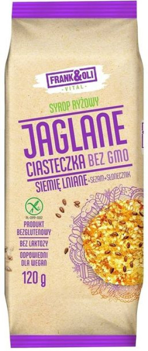 Ciastka jaglane ciasteczka siemię lniane + sezam i słonecznik 120 g Frank&O