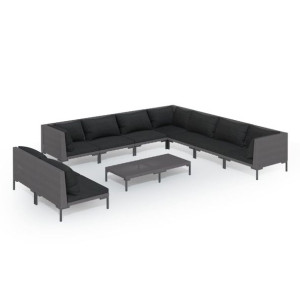 10-cz. zestaw wypoczynkowy do ogrodu, z poduszkami, ciemnoszary