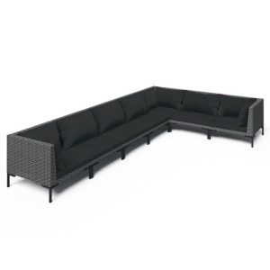 7-cz. zestaw wypoczynkowy do ogrodu, z poduszkami, ciemnoszary