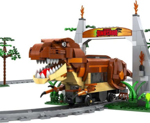 Zestaw torów i lokomotywa dinozaur T-Rex z klocków 1039 elementów
