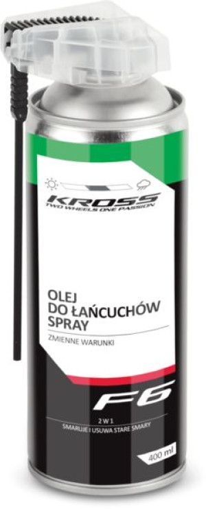 Olej w sprayu do łańcuchów Kross F6 na zmienne warunki