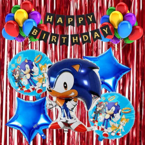 Zestaw Balonów Na Urodziny Z Kurtyną Sonic 17szt