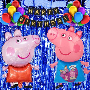 Zestaw Balonów Na Urodziny Z Kurtyną Świnka Peppa 14szt