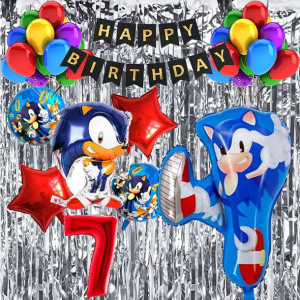 Zestaw Balonów Na 7 Urodziny 7 Latek Sonic