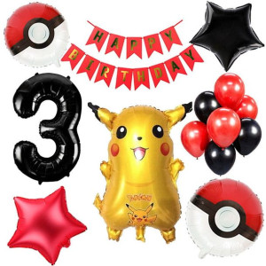 Zestaw Balonów Na 3urodziny 3 Latka Pokemon