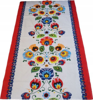 Bieżnik Obrus 65x140 Bawełniany Folk Łowicz Łowick