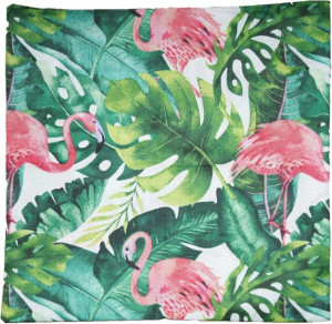 Bawełniana Poszewka 40x40 Monstera Liście Flamingi