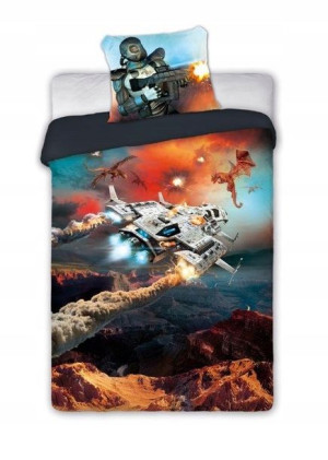 Pościel Bawełniana 140x200 Kosmos Galaktyka Gamer