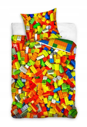 Pościel 160x200 Młodzieżowa Klocki z Klockami Lego