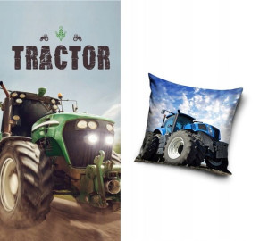 Ręcznik + Poduszka Traktor Farma Wieś Ciągnik