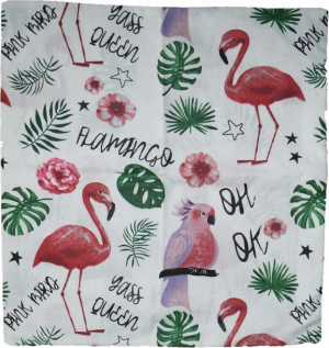 Bawełniana Poszewka 40x40 Flamingi Papuga Monstera