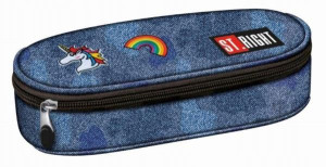 Piórnik Saszetka Usztywniony Jeans Naszywki Emoty