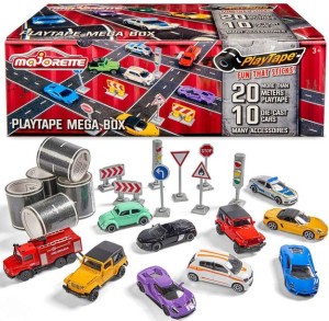 MAJORETTE Playtape mega box Zestaw 10 pojazdów z akcesoriami